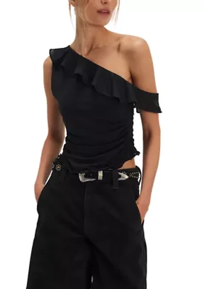 Women's Off-The-Shoulder Ruched Sleeveless Top
