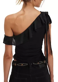 Women's Off-The-Shoulder Ruched Sleeveless Top