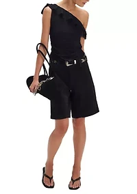 Women's Off-The-Shoulder Ruched Sleeveless Top