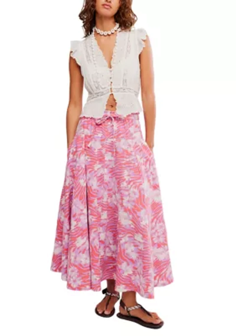 Zephyr Bustle Convertible Printed Maxi Skirt