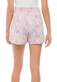 Juniors' Smocked Waistband Floral Shorts