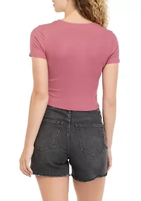 Juniors' Short Sleeve V-Neck Tiny T-Shirt