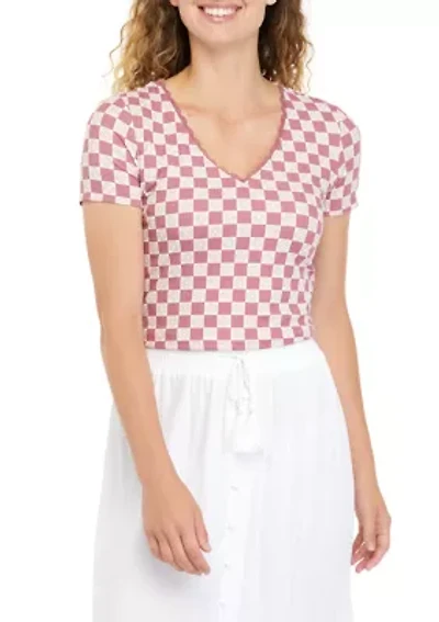 Juniors' Short Sleeve V-Neck Tiny T-Shirt