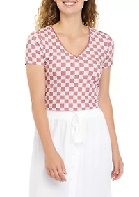 Juniors' Short Sleeve V-Neck Tiny T-Shirt