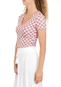 Juniors' Short Sleeve V-Neck Tiny T-Shirt