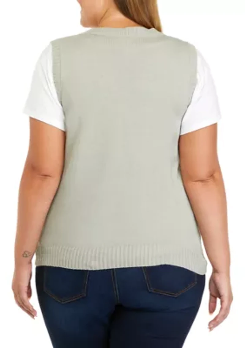 Plus Sleeveless Sweater Vest