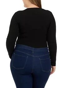 Plus Long Sleeve Crew Neck Bodysuit