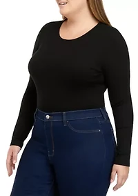 Plus Long Sleeve Crew Neck Bodysuit