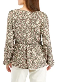 Juniors' High Low Printed Woven Top