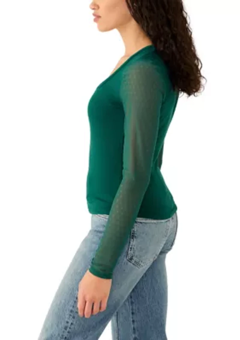 Women's Long Sleeve Sweetheart Neck Top