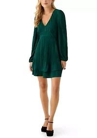 Women's V-Neck Puff Sleeve Tiered Dress