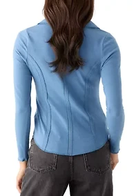 Women's Johnny Collar Long Sleeve Top