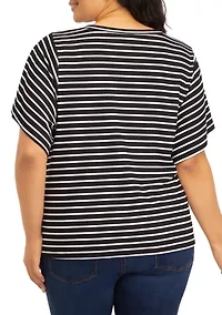 Plus Deconstructed Sleeves V-Neck T-Shirt