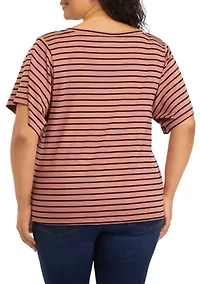 Plus Deconstructed Sleeves V-Neck T-Shirt