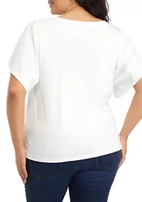 Plus Deconstructed Sleeves V-Neck T-Shirt