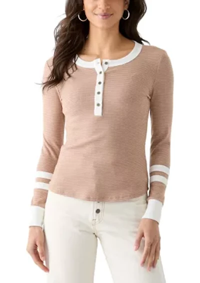 Women's Henley Stripe Top
