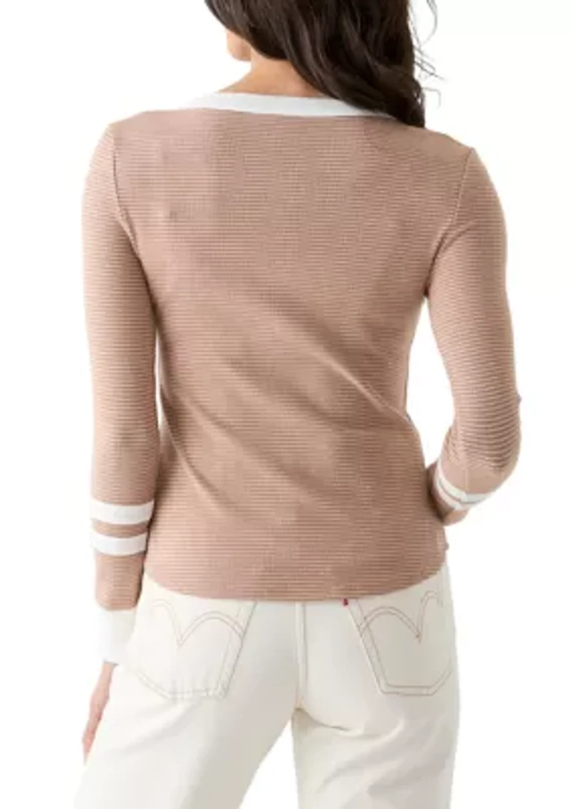 Women's Henley Stripe Top