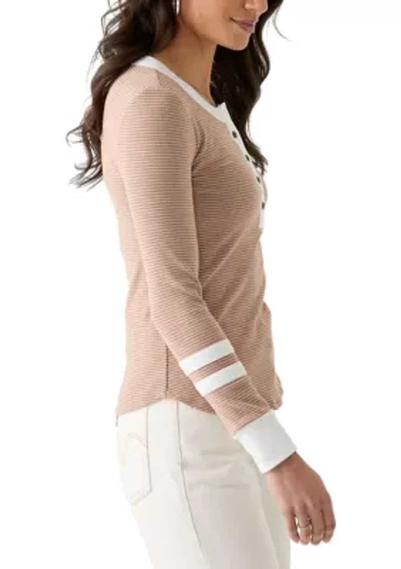Women's Henley Stripe Top