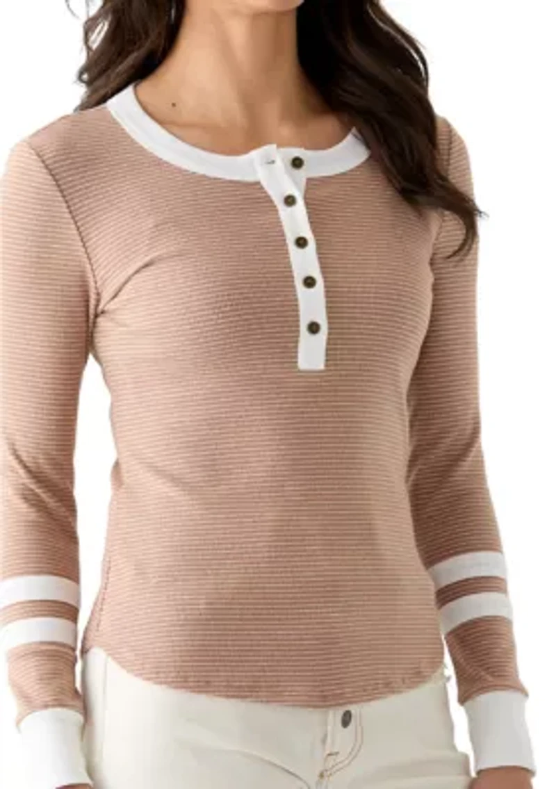 Women's Henley Stripe Top