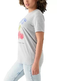 Women's Drop Shoulder Short Sleeve Sweet Cherries Graphic T-Shirt