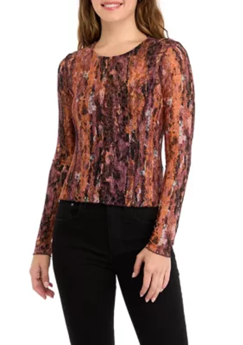 Women's Long Sleeve Lace Top with Cami