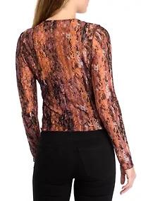 Women's Long Sleeve Lace Top with Cami