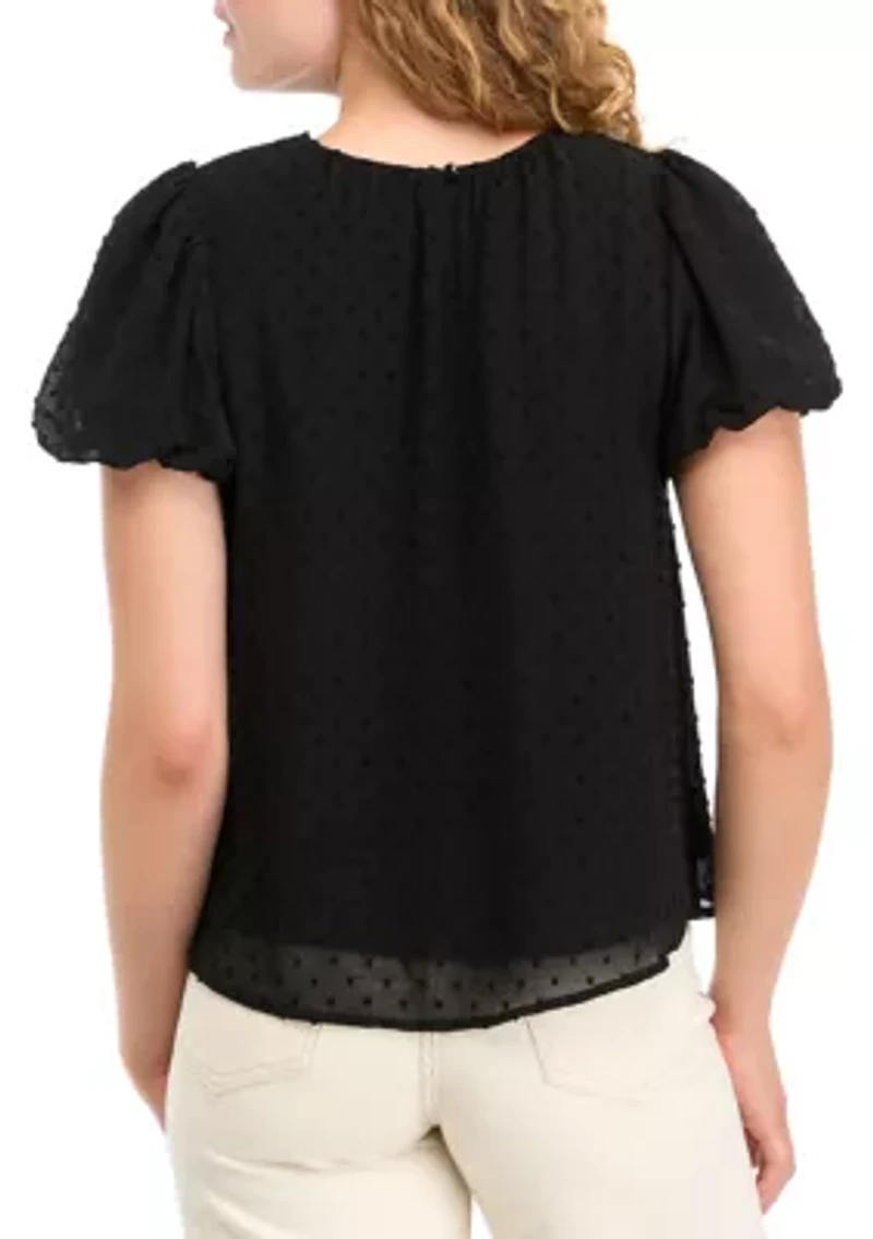 Women's Puff Swiss Dot Top
