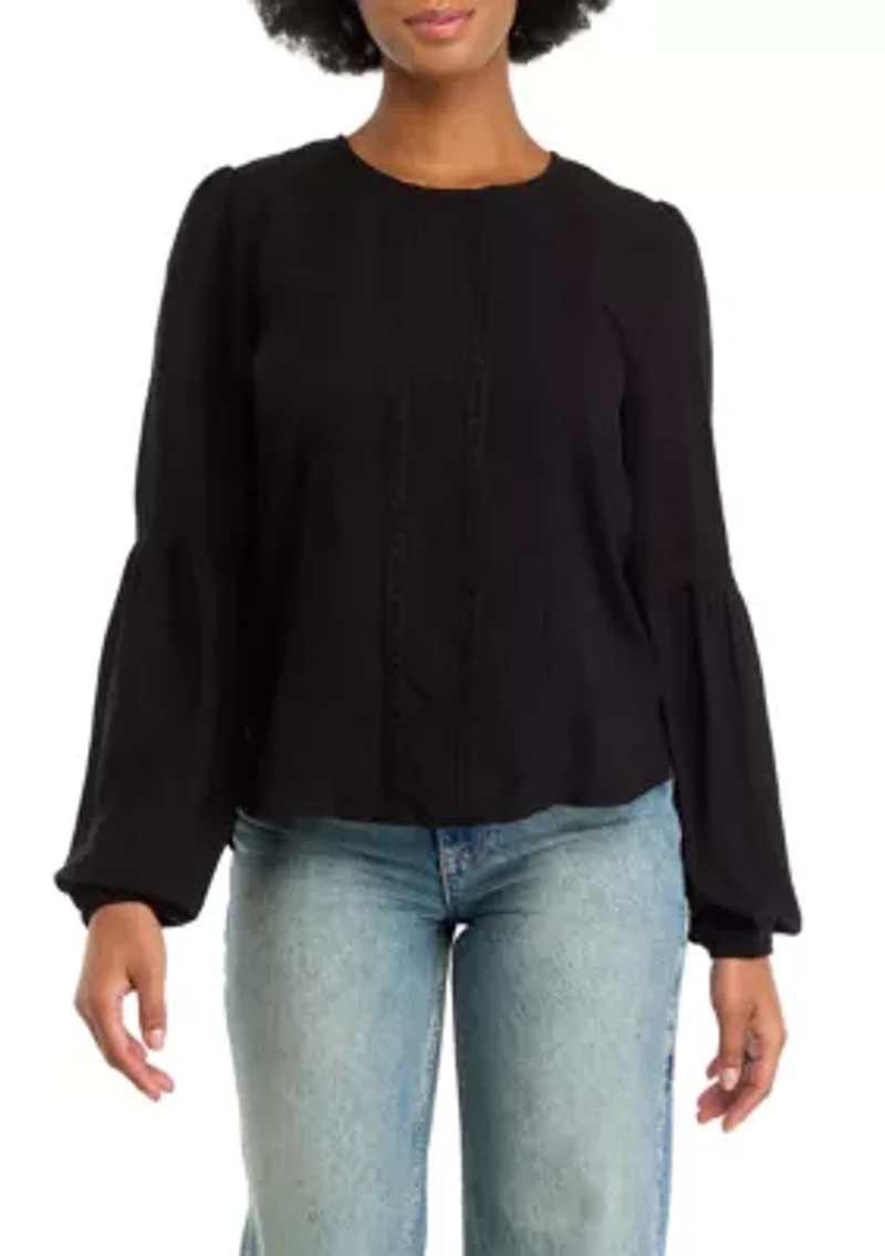 Women's Long Blouson Sleeve Lace Blouse