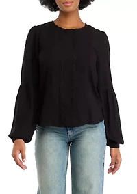 Women's Long Blouson Sleeve Lace Blouse