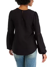 Women's Long Blouson Sleeve Lace Blouse