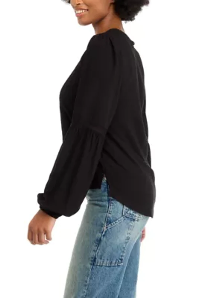 Women's Long Blouson Sleeve Lace Blouse