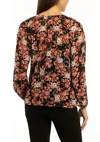 Women's Floral Printed Peasant Top
