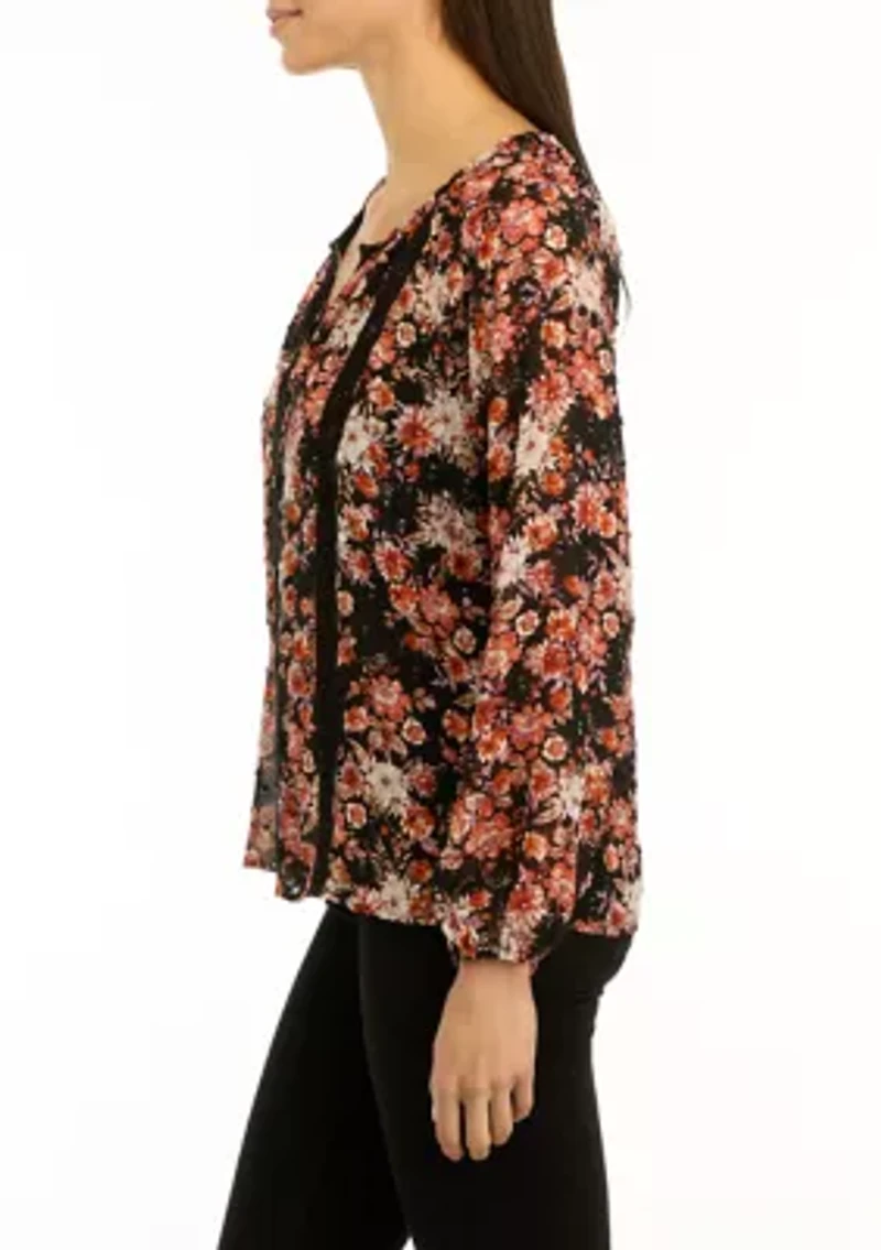 Women's Floral Printed Peasant Top