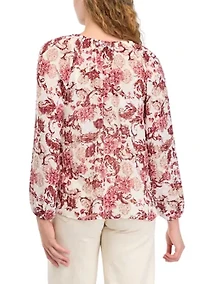 Women's Floral Printed Peasant Top