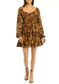 Women's Long Sleeve Smocked Dress