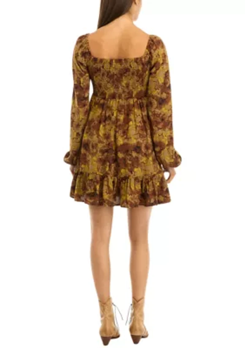 Women's Long Sleeve Smocked Dress