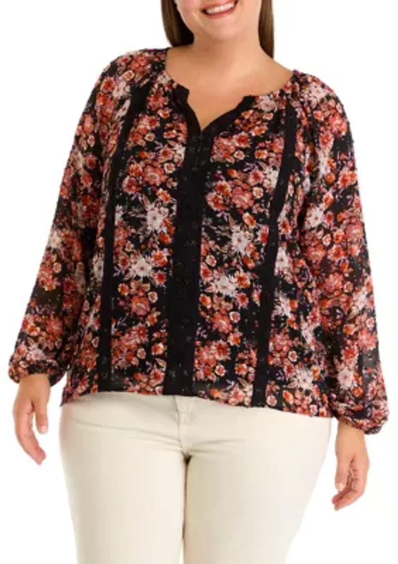 Plus V-Neck Raglan Sleeve Blouse