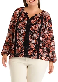Plus V-Neck Raglan Sleeve Blouse