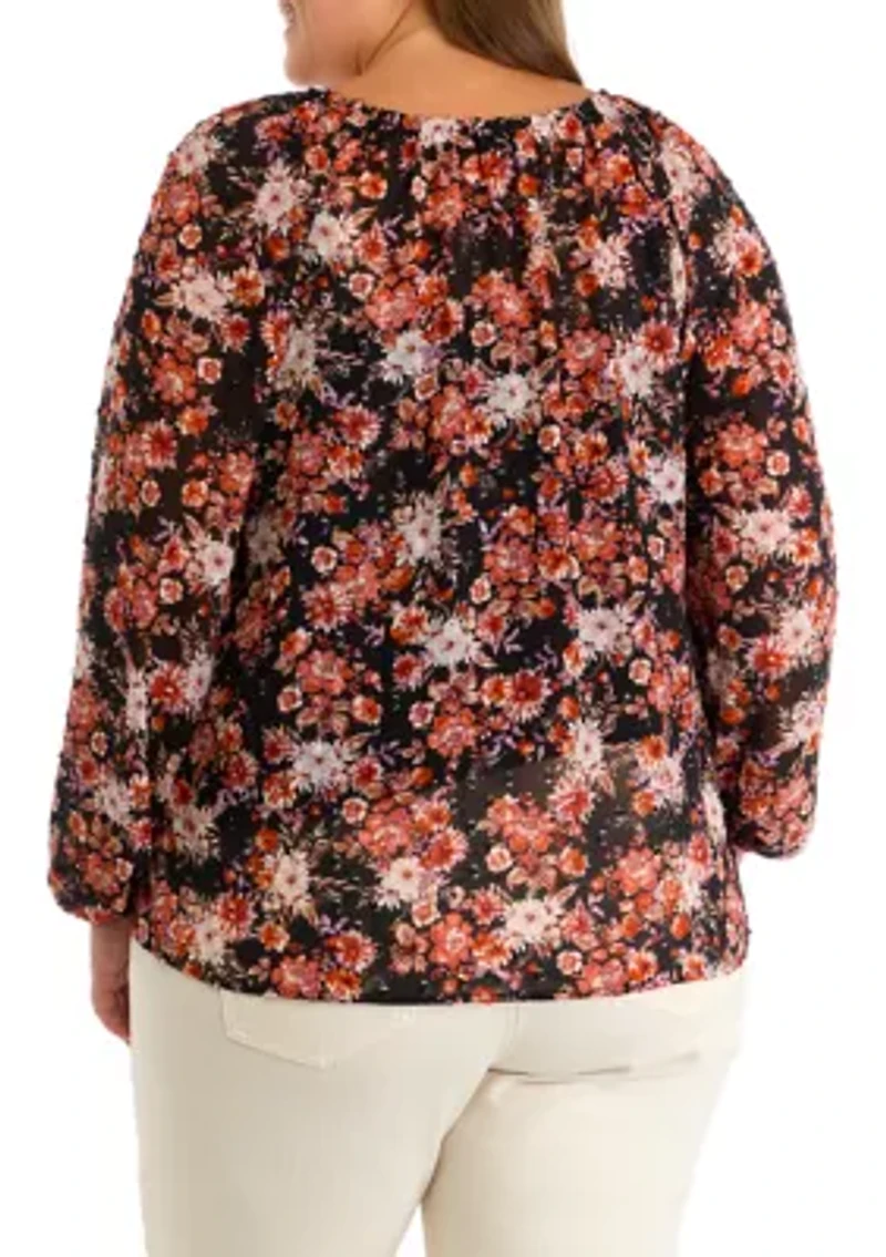 Plus V-Neck Raglan Sleeve Blouse