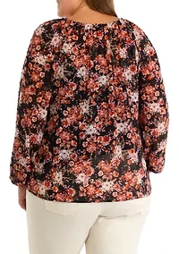 Plus V-Neck Raglan Sleeve Blouse