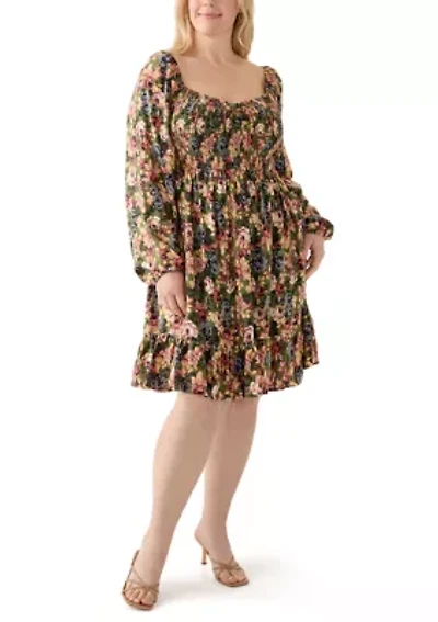 Plus Printed Babydoll Dress