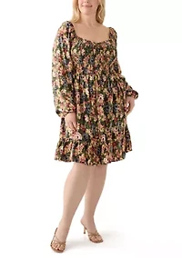 Plus Printed Babydoll Dress