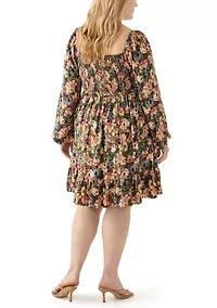 Plus Printed Babydoll Dress