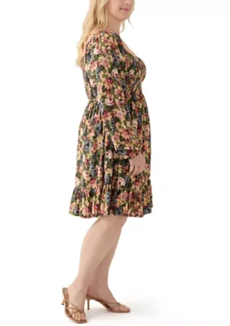 Plus Printed Babydoll Dress