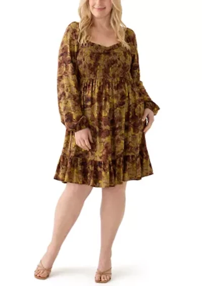 Plus Printed Babydoll Dress