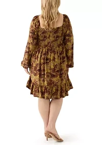 Plus Printed Babydoll Dress