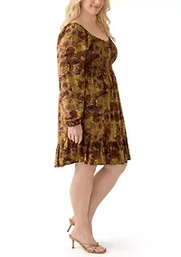 Plus Printed Babydoll Dress