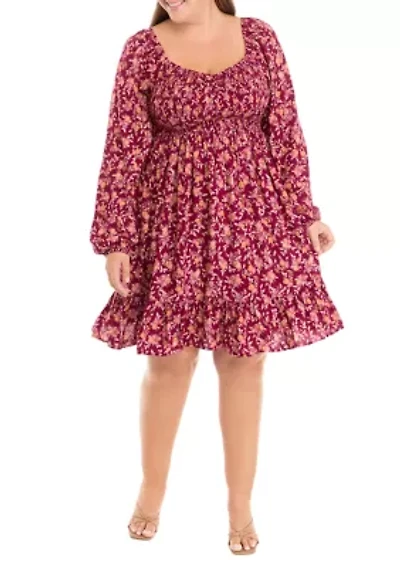 Plus Babydoll Dress with Smocking
