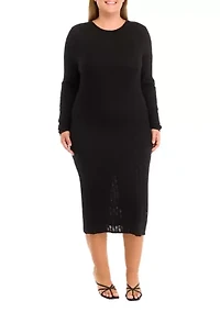 Plus Long Bodycon Lace Dress with Cami Lining
