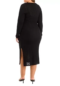 Plus Long Bodycon Lace Dress with Cami Lining